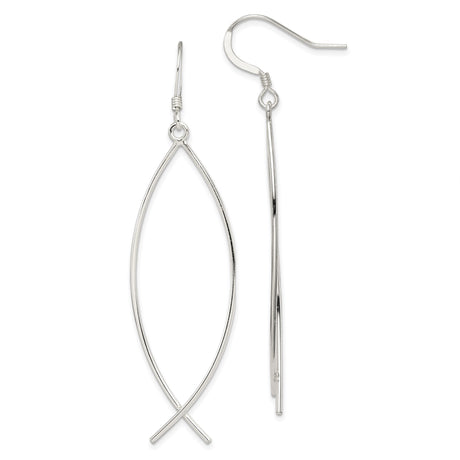 Sterling Silver Ichthys Dangle Earrings for Women with Open Fish Design, Lightweight Christian Symbol Jewelry, Minimalist Faith Drop Style for Everyday Wear, Elegant Spiritual Religious Earrings