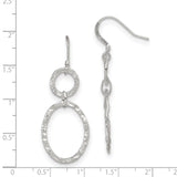 Sterling Silver Dangle Earrings with Hammered Open Circle and Oval Link Design