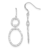 Sterling Silver Dangle Earrings with Hammered Open Circle and Oval Link Design