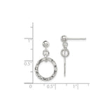 Sterling Silver Drop Earrings with Hammered Open Circles, Textured Dangle Disc Design