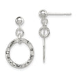 Sterling Silver Drop Earrings with Hammered Open Circles, Textured Dangle Disc Design