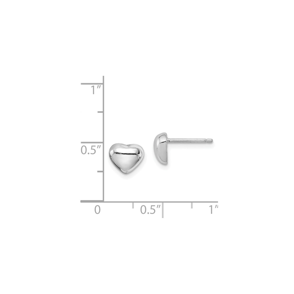 Sterling Silver Heart Stud Earrings, Polished Minimalist Design for Women