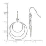 Sterling Silver Dangle Earrings with Triple Open Circles, Minimalist Geometric Design for Women