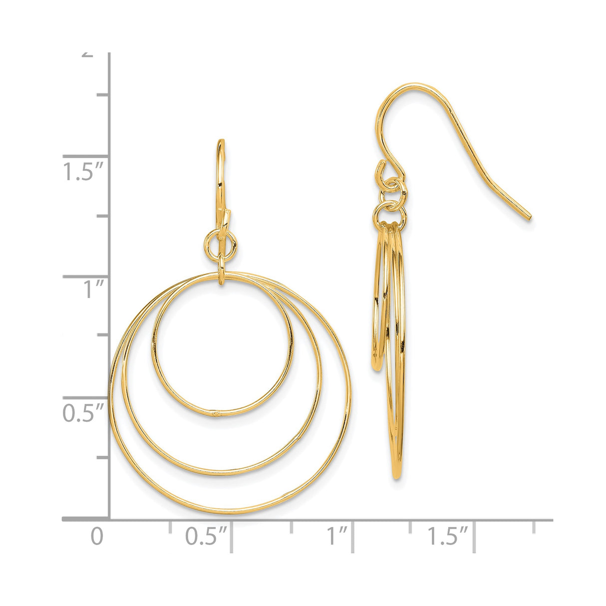 Sterling Silver Triple Hoop Dangle Earrings with Interlocking Open Circles, Modern Minimalist Design