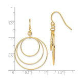 Sterling Silver Triple Hoop Dangle Earrings with Interlocking Open Circles, Modern Minimalist Design