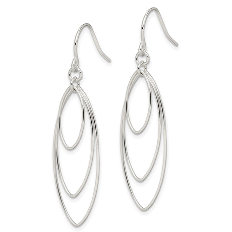 Sterling Silver Triple Marquise Dangle Earrings, Lightweight Open Hoop Design