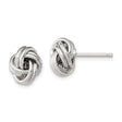 Sterling Silver Love Knot Stud Earrings with Polished Intertwined Design for Women