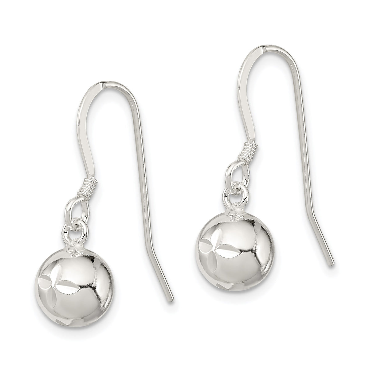 Sterling Silver Dangle Earrings with Jingle Bell Charms and Floral Cutout Design