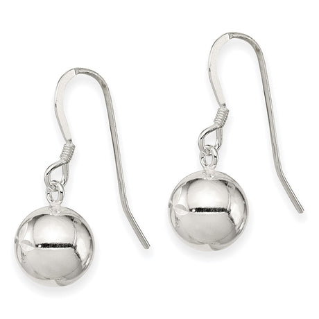 Sterling Silver Drop Earrings with 10mm Round Ball Charm and Star Cutout Detailing