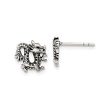 Sterling Silver Dragon Stud Earrings with Intricate Chinese Mythical Design, Unisex