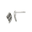 Sterling Silver Angel Wing Stud Earrings with Feather Detail Engraving, Spiritual Remembrance Jewelry