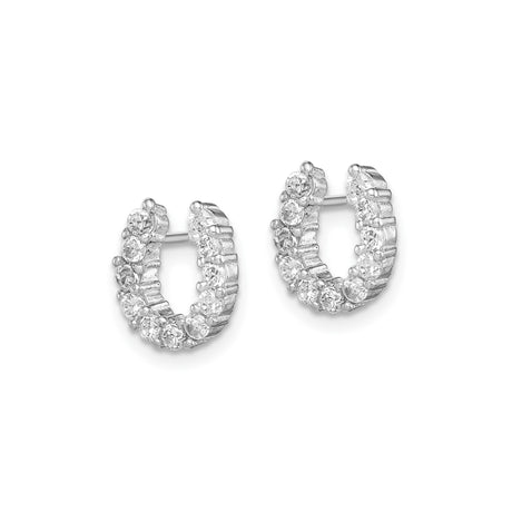 Sterling Silver Horseshoe Stud Earrings with Cubic Zirconia, Western Style for Women