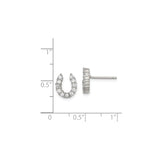 Sterling Silver Horseshoe Stud Earrings with Cubic Zirconia, Western Style for Women