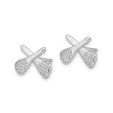 Sterling Silver Lacrosse Stud Earrings with Crossed Sticks and Netted Heads