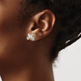 Sterling Silver Lacrosse Stud Earrings with Crossed Sticks and Netted Heads