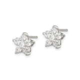 Sterling Silver Flower Stud Earrings with Cubic Zirconia, Delicate Floral Design