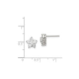 Sterling Silver Flower Stud Earrings with Cubic Zirconia, Delicate Floral Design