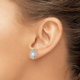 Sterling Silver Flower Stud Earrings with Created Opal Center and Open Petal Design