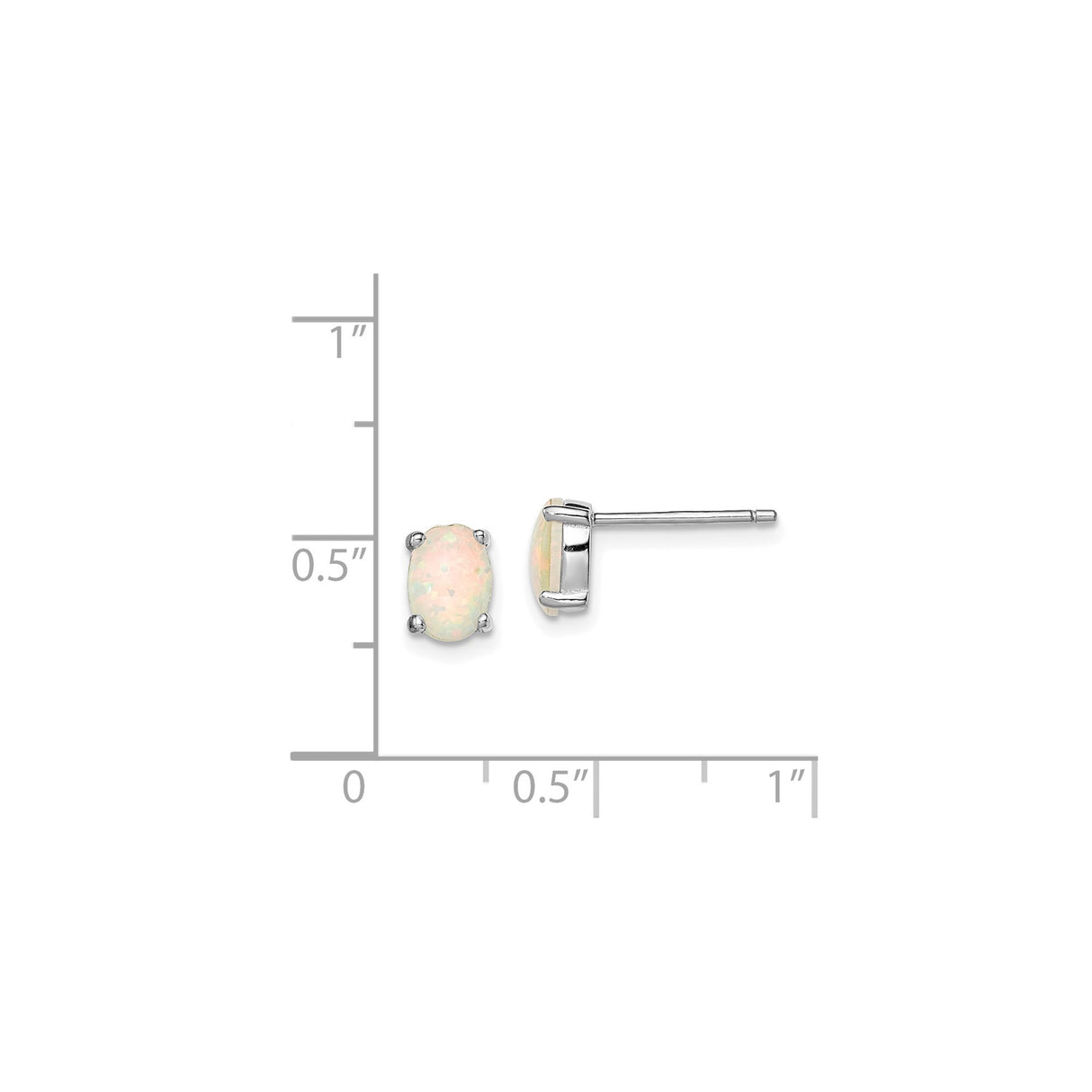 Sterling Silver Opal Stud Earrings, Oval Prong-Set Gemstone, Minimalist Post Back Design