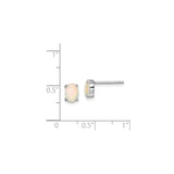 Sterling Silver Opal Stud Earrings, Oval Prong-Set Gemstone, Minimalist Post Back Design