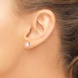 Sterling Silver Stud Earrings with Oval Cut Created Opals, Minimalist Style for Women