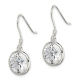 Sterling Silver Dangle Earrings with Cubic Zirconia, Bezel Setting, Minimalist Drop Style