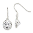 Sterling Silver Dangle Earrings with Cubic Zirconia, Bezel Setting, Minimalist Drop Style
