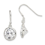 Sterling Silver Dangle Earrings with Cubic Zirconia, Bezel Setting, Minimalist Drop Style