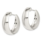 Sterling Silver Hoop Earrings, Polished Tapered Design, Modern Minimalist Style for Women