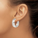 Sterling Silver Hoop Earrings, Polished Tapered Design, Modern Minimalist Style for Women
