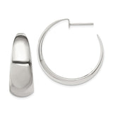 Sterling Silver Hoop Earrings, Polished Tapered Design, Modern Minimalist Style for Women