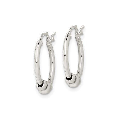 Sterling Silver Hoop Earrings with Beaded Accents, Lightweight Bali Style, Boho Tribal Design