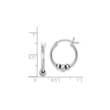 Sterling Silver Hoop Earrings with Beaded Accents, Lightweight Bali Style, Boho Tribal Design