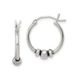Sterling Silver Hoop Earrings with Beaded Accents, Lightweight Bali Style, Boho Tribal Design