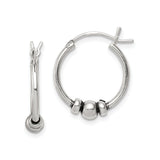 Sterling Silver Hoop Earrings with Beaded Accents, Lightweight Bali Style, Boho Tribal Design