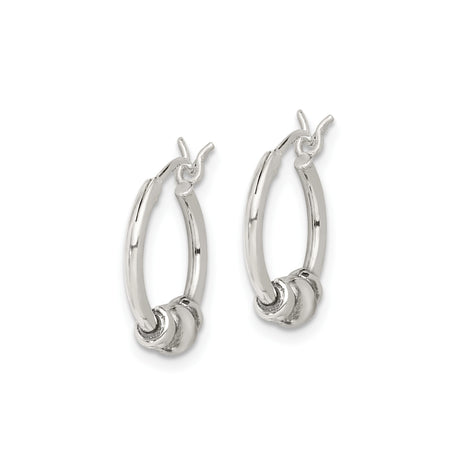 Sterling Silver Beaded Hoop Earrings with Smooth Finish, Lightweight Minimalist Design