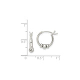 Sterling Silver Beaded Hoop Earrings with Smooth Finish, Lightweight Minimalist Design