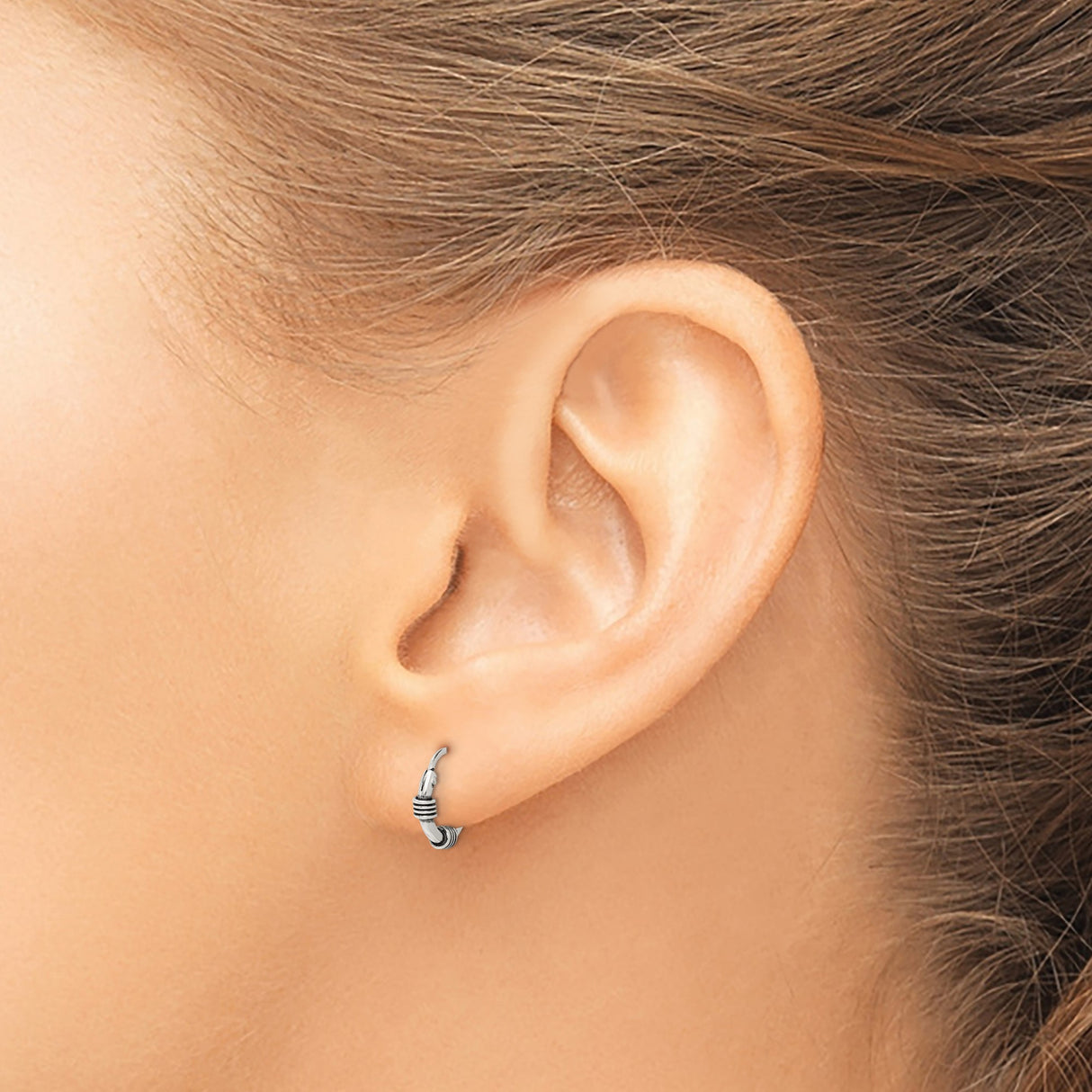 Sterling Silver Hoop Earrings with Wrapped Wire Detail, Industrial Punk Style Unisex Design