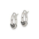 Sterling Silver Hoop Earrings with Polished Bead and Twisted Rope Accents, Unisex Bali Style