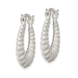 Sterling Silver Hoop Earrings, Twisted Ribbed Textured Design, Sculpted Vintage-Inspired Style