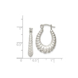Sterling Silver Hoop Earrings, Twisted Ribbed Textured Design, Sculpted Vintage-Inspired Style