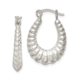 Sterling Silver Hoop Earrings, Twisted Ribbed Textured Design, Sculpted Vintage-Inspired Style
