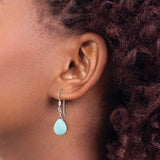 Sterling Silver Drop Earrings with Faceted Amazonite Teardrop, Wire Wrapped Boho Style