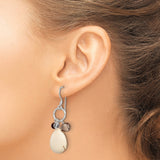 Sterling Silver Dangle Earrings with Agate and Smoky Quartz, Boho Teardrop Design for Women