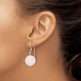 Sterling Silver Dangle Earrings with Rose Quartz, Minimalist Boho Crystal Design for Women