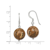 Sterling Silver Dangle Earrings with Jasper Beads, Rustic Boho Natural Gemstone Style for Women