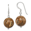 Sterling Silver Dangle Earrings with Jasper Beads, Rustic Boho Natural Gemstone Style for Women
