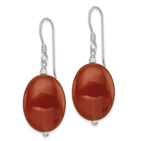 Sterling Silver Dangle Earrings with Red Carnelian, Boho Drop Style for Women
