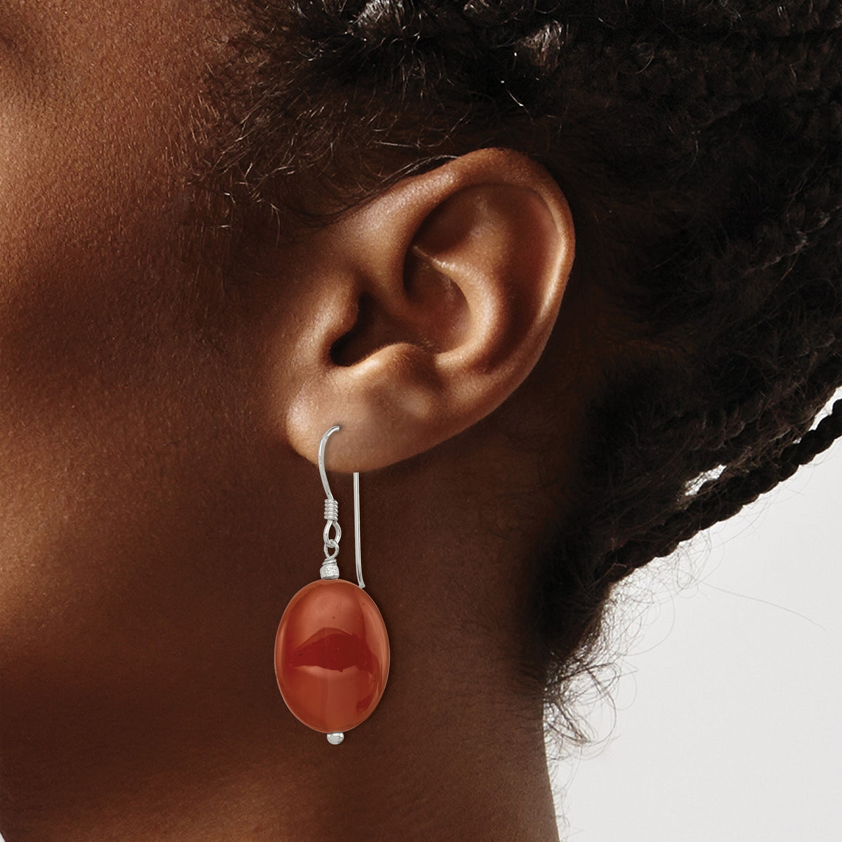 Sterling Silver Dangle Earrings with Red Carnelian, Boho Drop Style for Women