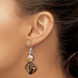 Sterling Silver Dangle Earrings with Brown Freshwater Pearls, Boho Artisan Style